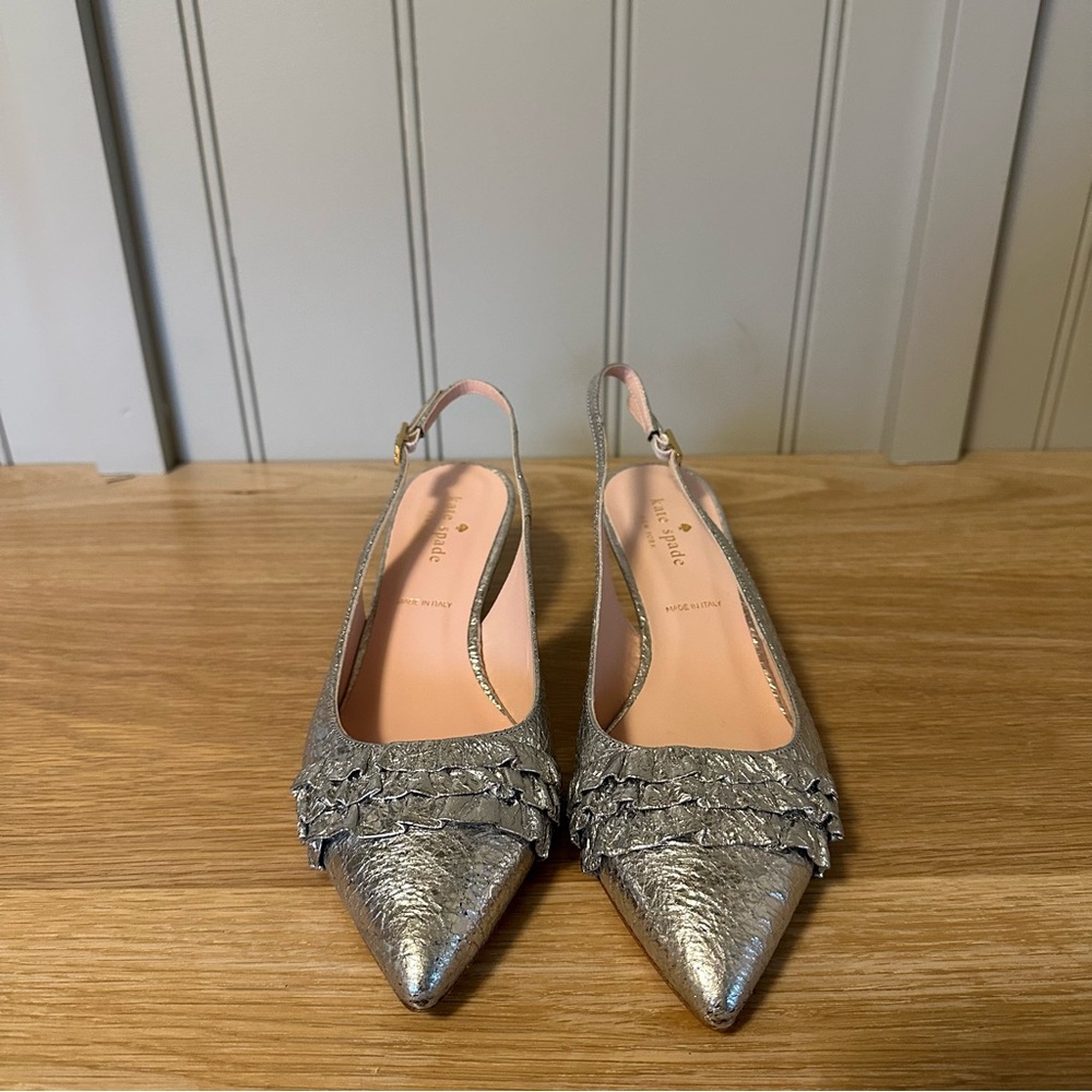 Kate Spade Oliene Silver Slingback Heels - Picture 12 of 16